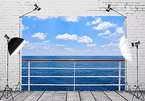 CORFOTO 10x6. 5ft okeansko krstarenje foto pozadina plavo nebo putovanje tematska fotografija pozadina ljetni morski krstarenje ograda slika Nautička tema dekoracije za zabave zalihe foto Studio rekviziti tkanina