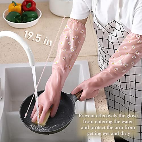 Kaq rukavice za čišćenje posuđa 3 para-gumene rukavice za višekratnu upotrebu neklizajuće kuhinjske baštenske rukavice za domaćinstvo (duga manžetna)