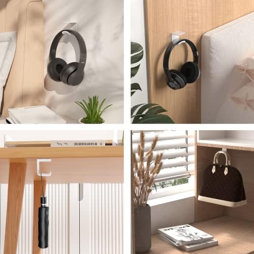 Homemount kuka za slušalice pod stolom - Držač za slušalice pod stolom, ljepljivo igralište za slušalice za slušalice za stol za štand za većinu slušalica (bijela)