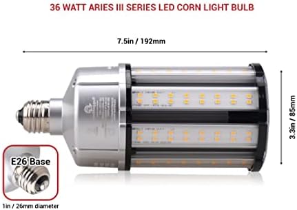 36 Watt LED sijalica za kukuruz-Aries III serija-4,900 lumena -4000k-E26 standardna baza-ugrađena 4kv prenapona-zatamnjiva