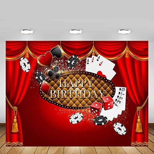 MEHOFOTO 8x6ft kazino Tematske crvene zavjese za odrasle Sretan rođendan Photo Studio pozadine Banner Poker