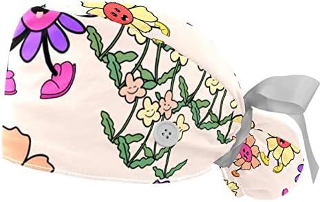 Niaocpwy smiješno cvijeće slatka radna kapa s tipkama dugačka kosa elastična vrpca kravata za žene za žene