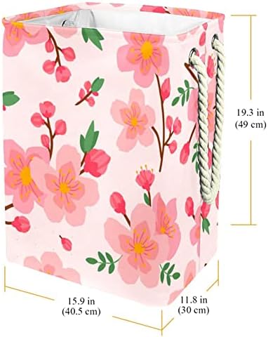 Inhomer Beauty pink Plum Blossom velika korpa za veš vodootporna sklopiva korpa za odeću za organizatore