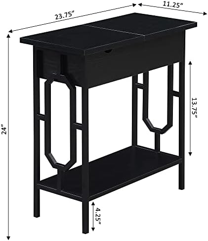 Convenience Concepts Omega Flip Gornji Kraj stola sa stanicom za punjenje, crna / crna