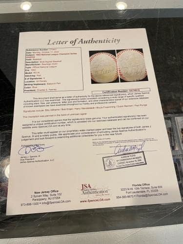 1982 NLCS Cardinals Braves Umire Crew potpisan bejzbol Froemming Wendelstedt JSA - autogramirani bejzbol