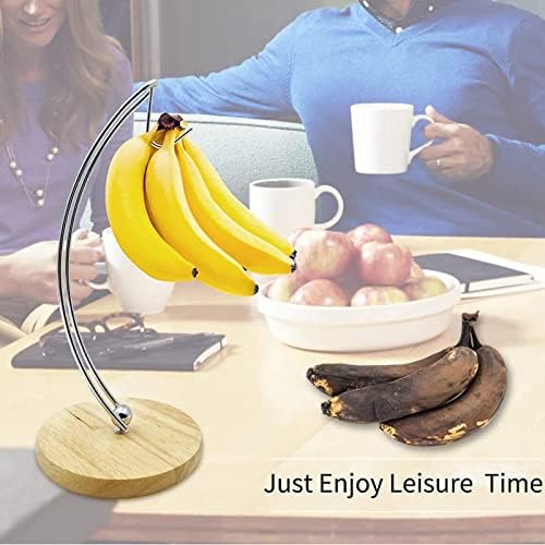 PLPLAAOOOO bananas držač, odvojivi bananski vješalica, modernog stila od nehrđajućeg čelika banana kuka i od punog drveta, višenamjenski držač banana za skladištenje banana, grožđa, slušalica