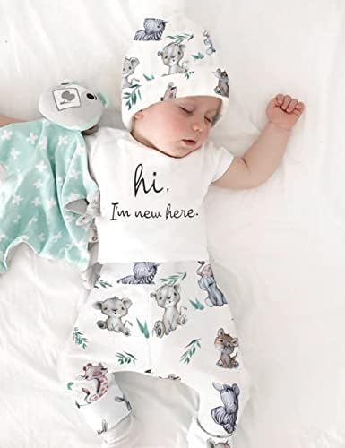 Wiqi novorođene dječake odjeća kratki rukav rukav + slatke hlače za životinje + šešir 3kom set ljetnih odijela za bebe
