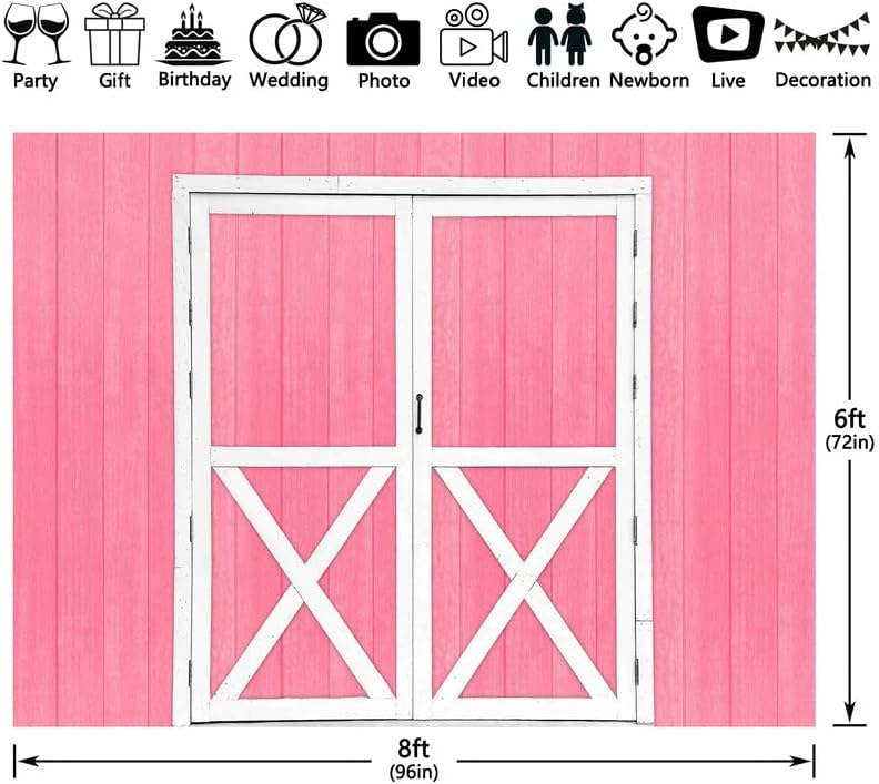 ZTHMOE 8x6ft tkanina Pink Barn drvena fotografija vrata pozadina Western Farm Cowgirl pozadina Sretan rođendan deca portret fotografija tapiserija štand rekviziti