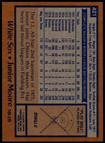 1978 FAPPS # 421 Junior Moore Chicago White Sox Nm / Mt White Sox