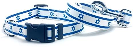 Ovratnik za pse i povodac set sa zastava Izraela | Izvrsno za izraelske praznike, posebne događaje, festivale,