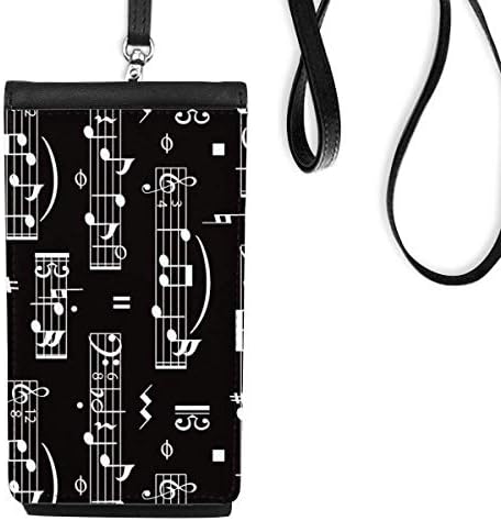 Bijele glazbene note Bar Black Telefon novčanik torbica pametni telefon viseći lažno kože crno