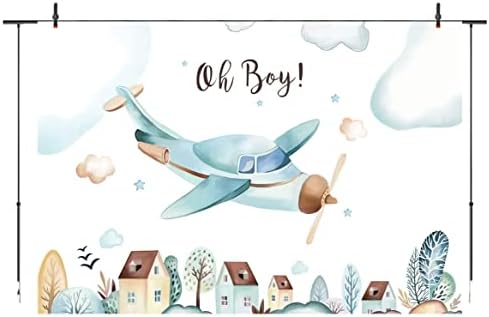 Airplane Baby Shower pozadina za dječake Oh Boy ukrasi za rođendanske zabave djeca novorođena fotografija pozadina Banner 5x3ft