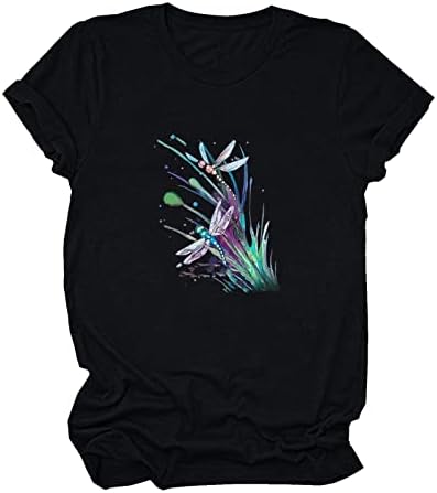 Ljetna Casual T-Shirt za žene trendi kratki rukav Crewneck Tops Funny Butterfly Graphic Tees Solid Comfy