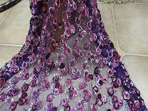 SELCRAFT večernja haljina / vjenčanica dizajn tkanina šljokice 3D ljubičaste floweres vez Francuska mrežasta