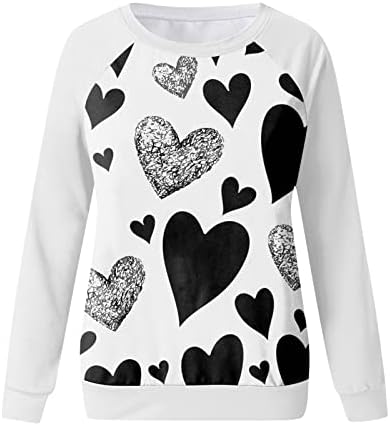 Jjhaevdy Womens Ljubav dukserica za srce Sretna majica za Valentinovo Grafički pulover Ležerne prilike pulover