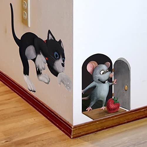 Zidne naljepnice za rupe Ne Mačke Cartoon Slatka miševa Mala zidna naljepnica za djecu Dječja soba Dnevna