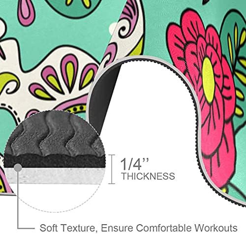 Siebzeh cvijeće Lobanja uzorak Green Premium debeli Yoga Mat Eco Friendly gumene zdravlje & amp; Fitness