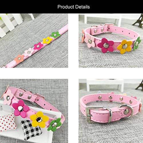 Newtensina stilski ovratnik za pse slatka ogrlica za pse djevojčica cvjetna ogrlica za male pse sa cvijetom-Pink-S