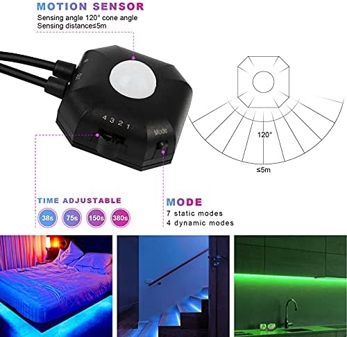 Auplf pokretna svjetla pod krevetom, 9.84 ft 5050 RGB LED traka za promjenu boje sa senzorom, kontrolom