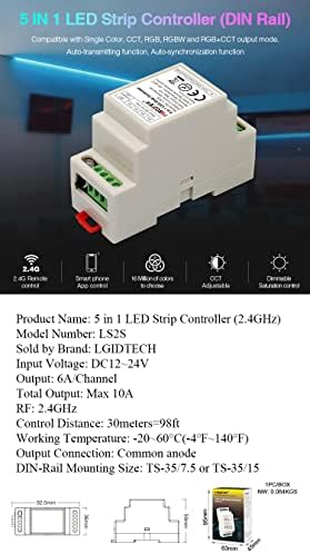 Lgidtech LS2S Miboxer 5 u 1 LED traka, kompatibilan sa DIN-Rail Montas TS-35 / 7.5 ili TS-35/15