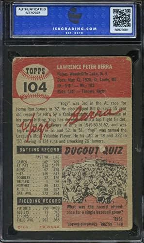 1953. TOPPS 104 Yogi Berra Isa 1 Yankees Hof