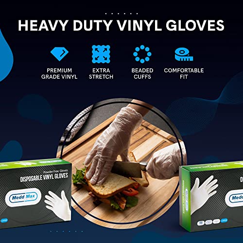 MEDD MAX jednokratne vinilne rukavice bez pudera bez lateksa bez alergije, jasne višenamjenske rukavice