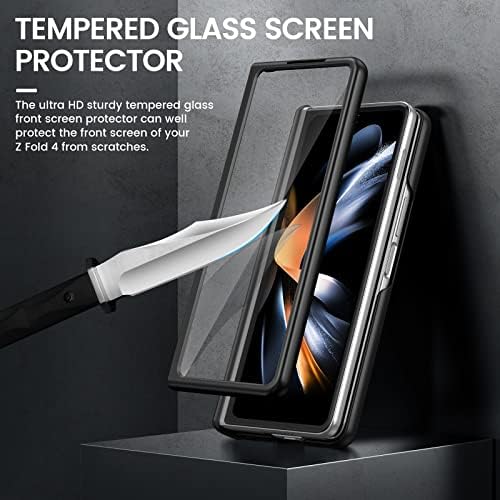 VEGO za Galaxy Z Fold 4 futrolu sa držačem S Pen, metalna futrola za postolje sa [zaštita šarki & zaštita ekrana], PU kožna zaštitna futrola za Samsung Z Fold 4 5G 2022 novo objavljeno - ponoćno crno
