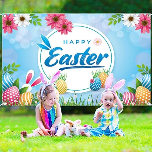 Happy Easter Banner dekoracije, Uskrs Party Banner Photo pozadine Pozadine za proljeće Uskrs potrepštine