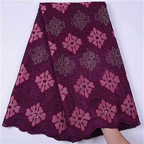 Uongfi čipkasta tkanina vezena Voile Pamučna čipka za vjenčanicu haljina Voile čipka sa šljokicama Rhinestones