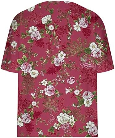 Labavi fit prevelizirani gornji ženski kratki rukav 2023 Deep V izrez pamučna cvjetna grafička casual bluza