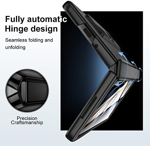 Za Galaxy Z Fold 4 5g Slučaj: [Potpuna zaštita poklopca Zaštita od udara za zaštitu od udara sa ugrađenim zaštitnim zaslonom i magnetnim kickstanom za Samsung Z Fold 4 Crna