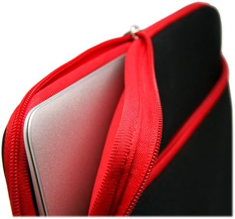 Boxwave Case kompatibilan s google pikselom - SOFTSUIT s džepom, mekani torbica Neoprene poklopac za poklopac džep zatvarača za google piksela - jet crni s crvenom oblogom