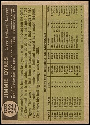 1961 TOPPS # 222 Jimmy Dykes Cleveland Indijanci VG Indijanci