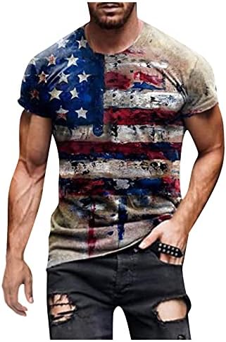 XXBR muške dane neovisnosti T-majice Sportska američka zastava Tee kratki rukav T-majica i pruge