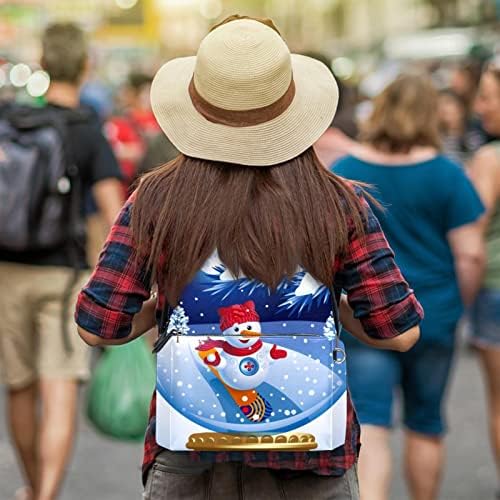Tbouobt kožni putnički ruksak lagani laptop casual ruksak za žene muškarci, božićni kristalni kuglica snjegović
