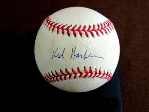 Red Barber Hof Yankees Dodgers najavljivač potpisan auto vtg onl bejzbol psa / dna - autogramirani bejzbolls
