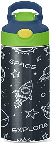 Kigai Rocket Planet Kids Boca vode sa slamnim poklopcem, izolirani nehrđajući čelik za više od nehrđajućeg čelika za mališane, djevojke, dječake, BPA besplatni i propuštanje