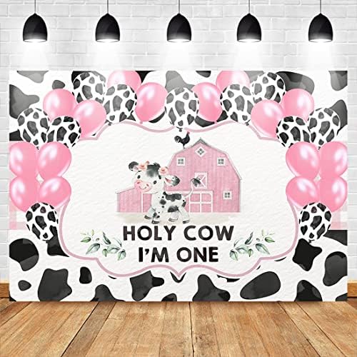 Avezano Holy Cow Ja sam jedan rođendan pozadina za djevojku Pink Cow Happy first Birthday Party pozadina