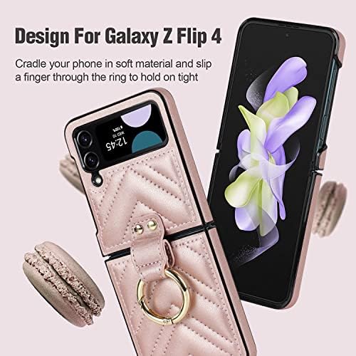 Smartphone Flip Case case kompatibilan sa Samsung Galaxy Z Flip 4, Galaxy Z Flip 4 5G Case Ultra tanka koža Shockproof zaštita slučaj, PC+PU Koža Flip Case modni zaštitni slučaj Kompatibilan sa