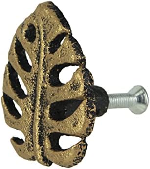 Zeckos set od 6 Zlatnog livenog željeza monstera ladice listova povlači ukrasni gumbe za ormarić tropski