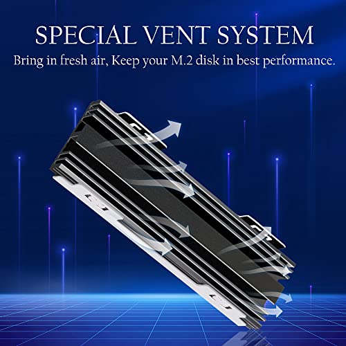Yaodhaod M.2 HEATSINK SSD hladnjak za PS5 PCIe NVME 2280 SSD hlađenje, dvostrano hlađenje sa termičkim silikonskim