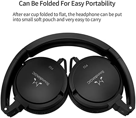 SoundMagic P22 ožičen na slušalicama u ušima bez mikrofona HiFi stereo prenosivi slušalica lagana i sklopljiva udobna fit buka izolacijska crna