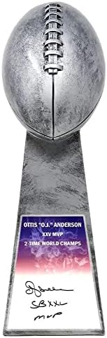 Ottis Anderson potpisao je fudbalski svjetski prvak 15-inčni replika srebrnog trofeja W / SB XXV MVP - NFL