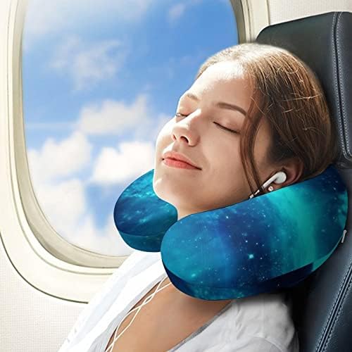 Plavi Galaxy Putni jastuk i nosač za glavu i vrat Memorijski pjena u obliku glava u obliku glave za spavanje