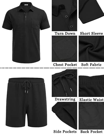 Coofandy muške košulje i kratke hlače i kratke hlače Set 2 komada odjeća za ljetno odijelo casual trenerka