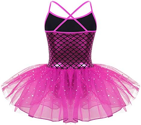 Yumin Kids Girls Glitter sirena Vaga uzorak Ispisano baletske plesne haljine Tutu suknja