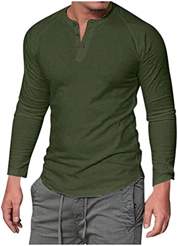XXBR majice za majice za muške, vojnik dugih rukava Henley V izrez T majica Slim Fit Workout Mišić Ležerne