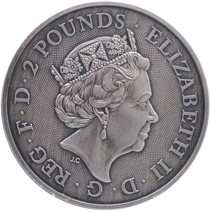 2023 DE Moderna prigodna Powercoin King Arthur Antiqued 1 oz Silver Coin 2 £ Ujedinjeno Kraljevstvo 2023
