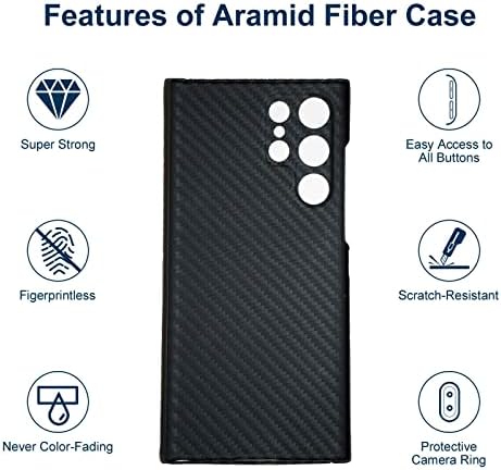 Slučaj Aramid Fiber za Samsung Galaxy S23 Ultra 5G sa karbonskim vlaknom Teksturom, Sisiypy Super tanka