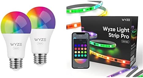 WYZE boja sijalice, 1100 lumena WiFi RGB i podesiva Bijela A19 pametna sijalica, dva paketa & amp; Light